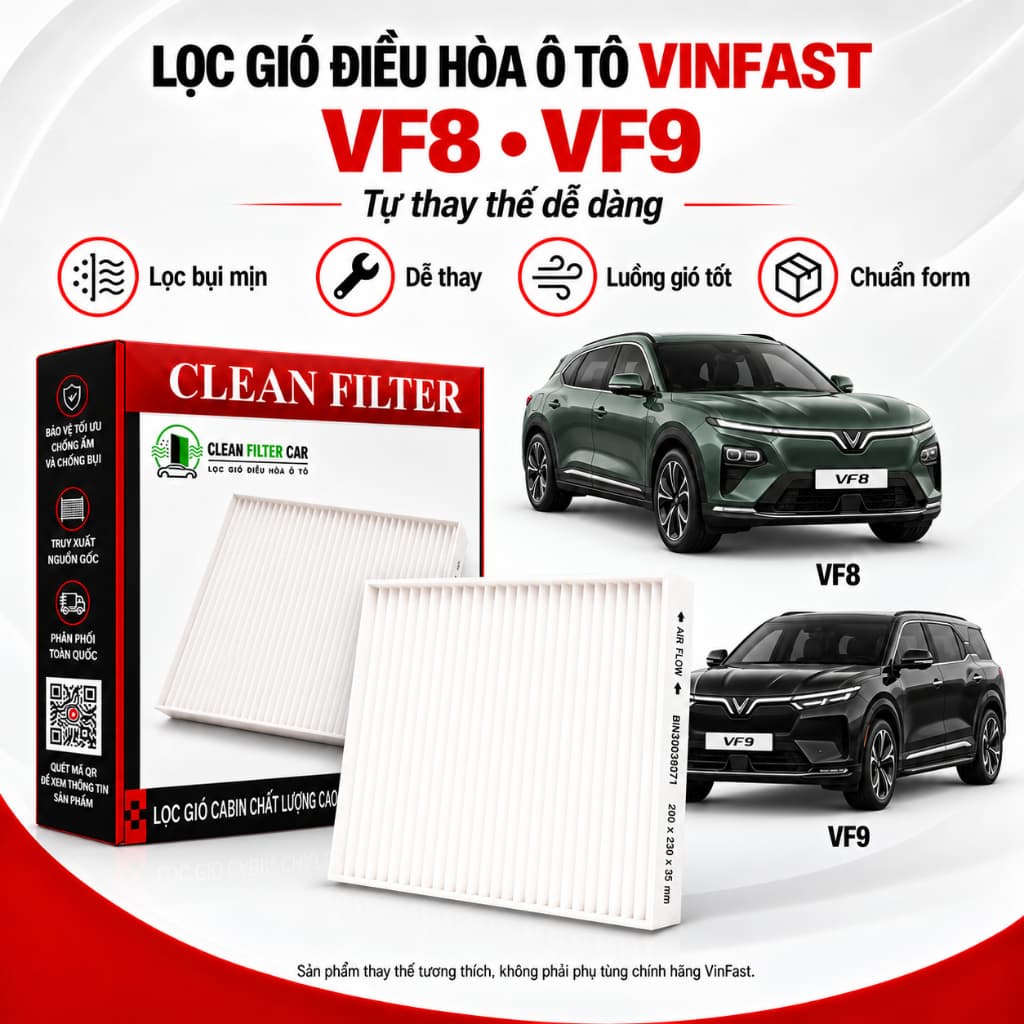 Màng Lọc Gió Điều Hòa VinFast VF8 VF9 Mã BIN30036071 Lọc Cabin Vinfast Thay Thế