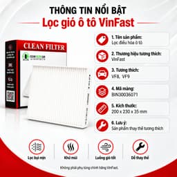 Màng Lọc Gió Điều Hòa VinFast VF8 VF9 Mã BIN30036071 Lọc Cabin Vinfast Thay Thế 8