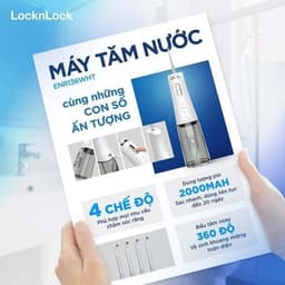 Máy tăm nước cầm tay LocknLock 300ml 4 chế độ ENR136WHT, chống nước IPX7, hàng chính hãng - JoyMall 2