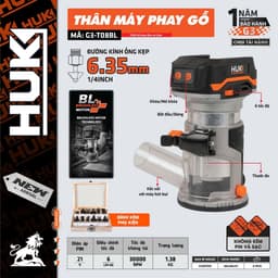 [Tặng Phụ Kiện] Thân máy phay gỗ dùng pin HUKAN G3-T08BL, Chỉnh tốc 6 cấp siêu mạnh 30.000v/p 1
