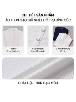 Áo thun nữ CARDINA chất liệu thun gạo giữ nhiệt cổ trụ đính cúc 6AHF03 2