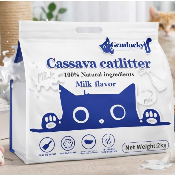 Cát Sắn vệ sinh cho mèo siêu hút , tiết kiệm , không bụi túi 2kg Hương sữa , Trà Xanh