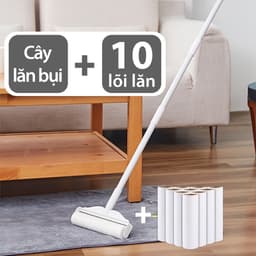COMBO 1 Cây + 10 Lõi Lăn Bụi 24cm Cán Dài Có Điều Chỉnh - Dụng Cụ Lăn Lông Chó Mèo, Chăn Ga, Lăn Bụi Sàn Nhà 1