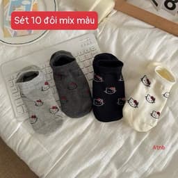 Sét 10 đôi tất lười mèo kitty chất cotton thoáng khí A3TI5 3