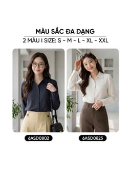 Áo sơ mi nữ CARDINA chất liệu linen dài tay cổ đức dáng suông 6ASD08 3