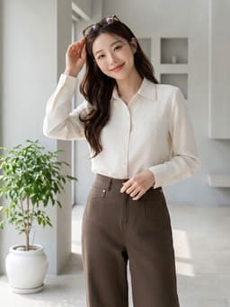 Áo sơ mi nữ CARDINA chất liệu linen dài tay cổ đức dáng suông 6ASD08 7