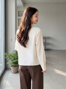 Áo sơ mi nữ CARDINA chất liệu linen dài tay cổ đức dáng suông 6ASD08 9