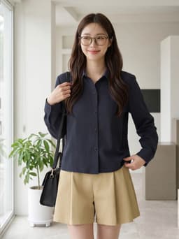 Áo sơ mi nữ CARDINA chất liệu linen dài tay cổ đức dáng suông 6ASD08 6