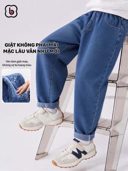 Quần jeans cho bé trai BabyloveGO, quần dài bé trai bé gái dáng baggy phong cách Hàn quốc QJ08 4
