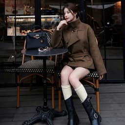 [Hàng QC] Áo Khoác Dạ Nữ Cổ Đứng Dáng Ngắn Form Rộng Hàn Quốc Cao Cấp Có Đai Thắt Eo Hot Trend 4