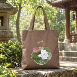 Túi tote canvas vải nâu hoa sen túi đi chùa túi làm quà size to đựng vừa A4 tsn1000 2