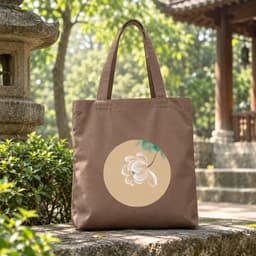 Túi tote canvas vải nâu hoa sen túi đi chùa túi làm quà size to đựng vừa A4 tsn1002 2