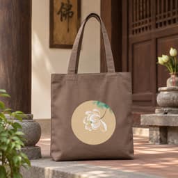 Túi tote canvas vải nâu hoa sen túi đi chùa túi làm quà size to đựng vừa A4 tsn1002 1