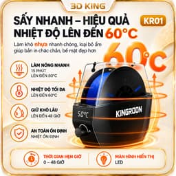 HỘP SẤY NHỰA IN 3D KINGROON KR-01 – SẤY TỐI ĐA 60°C, HẸN GIỜ 48H, VỪA SẤY VỪA IN 2