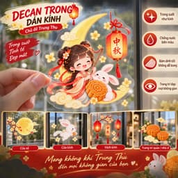 Sticker Trung Thu Cute Tem Dán Trung Thu Chị Hằng Thỏ Ngọc Lồng Đèn Mặt Trăng Bánh Trung Thu Trang Trí Laptop Sổ Tay 8
