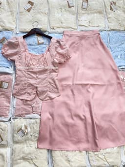 Set váy dài, Set chất Cotton Thêu Hoa áo cổ vuông tay bồng phối chân váy dáng đuôi cá dài thanh lịch 7