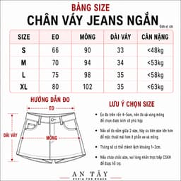 Chân Váy Jean Nữ AN TÂY - Form Chữ A, Cạp Cao, Hack Dáng Tôn Eo, Vải Denim Đẹp #8761 Màu Xanh Than 8