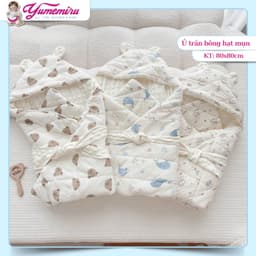 [15/10 TẶNG YẾM] Chăn Ủ Xô Muslin Hoạ Tiết Cổ Tích, Chăn Ủ Xô Trần Bông Hạt Đậu Cao Cấp Dày Dặn Và Ấm Áp Cho Bé 1