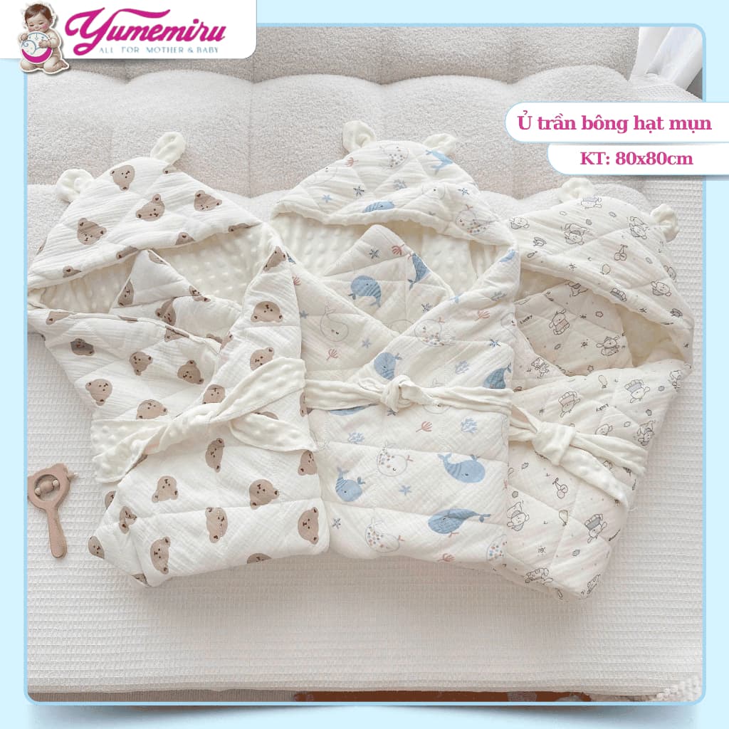 [15/10 TẶNG YẾM] Chăn Ủ Xô Muslin Hoạ Tiết Cổ Tích, Chăn Ủ Xô Trần Bông Hạt Đậu Cao Cấp Dày Dặn Và Ấm Áp Cho Bé