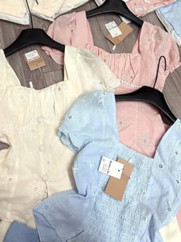 Set váy dài, Set chất Cotton Thêu Hoa áo cổ vuông tay bồng phối chân váy dáng đuôi cá dài thanh lịch 5