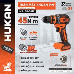 Máy Khoan Pin 3 Chức Năng HUKAN G1-D47F, 45NM, Không Chổi Than, Chuyên khoan tường, sắt, gỗ, bắt vít 2
