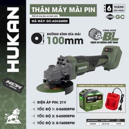 1 Máy mài pin HUKAN GC-AGL5600S, Không chổi than, 3 Cấp tốc độ, 7600 v/p, Đĩa mài 100mm 1