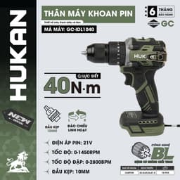 Máy Khoan Pin HUKAN GC-IDL1340 21V, Động Cơ Không Chổi Than, Lực Siết 40N.m, Đầu Kẹp 13mm 9