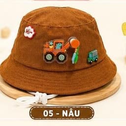 [4th-2 tuổi]Nón Cho Bé Hình Xe Công Trình –Mũ Bucket Bé Trai Thêu Nổi Dễ Thương Có Dây Rút Nhiều Màu 6