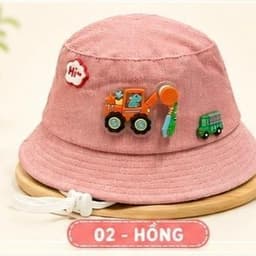[4th-2 tuổi]Nón Cho Bé Hình Xe Công Trình –Mũ Bucket Bé Trai Thêu Nổi Dễ Thương Có Dây Rút Nhiều Màu 3