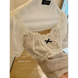 𝑨𝒏𝒏 𝑺𝒕𝒖𝒅𝒊𝒐 [SẴN Đen S] 𝑻𝒉𝒆𝑴𝒂𝒚 x 𝐖𝐆𝐖𝐄/ Áo Kiểu Nữ Ren Lưới Tay Ngắn Cổ Vuông EN.EN 10652, Áo Ren Bo Ngực 2 Lớp Form Ôm Tôn Dáng 6