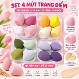 Set 4 mút trang điểm VINALUXURY tiện lợi mềm mại chất lượng cao 1