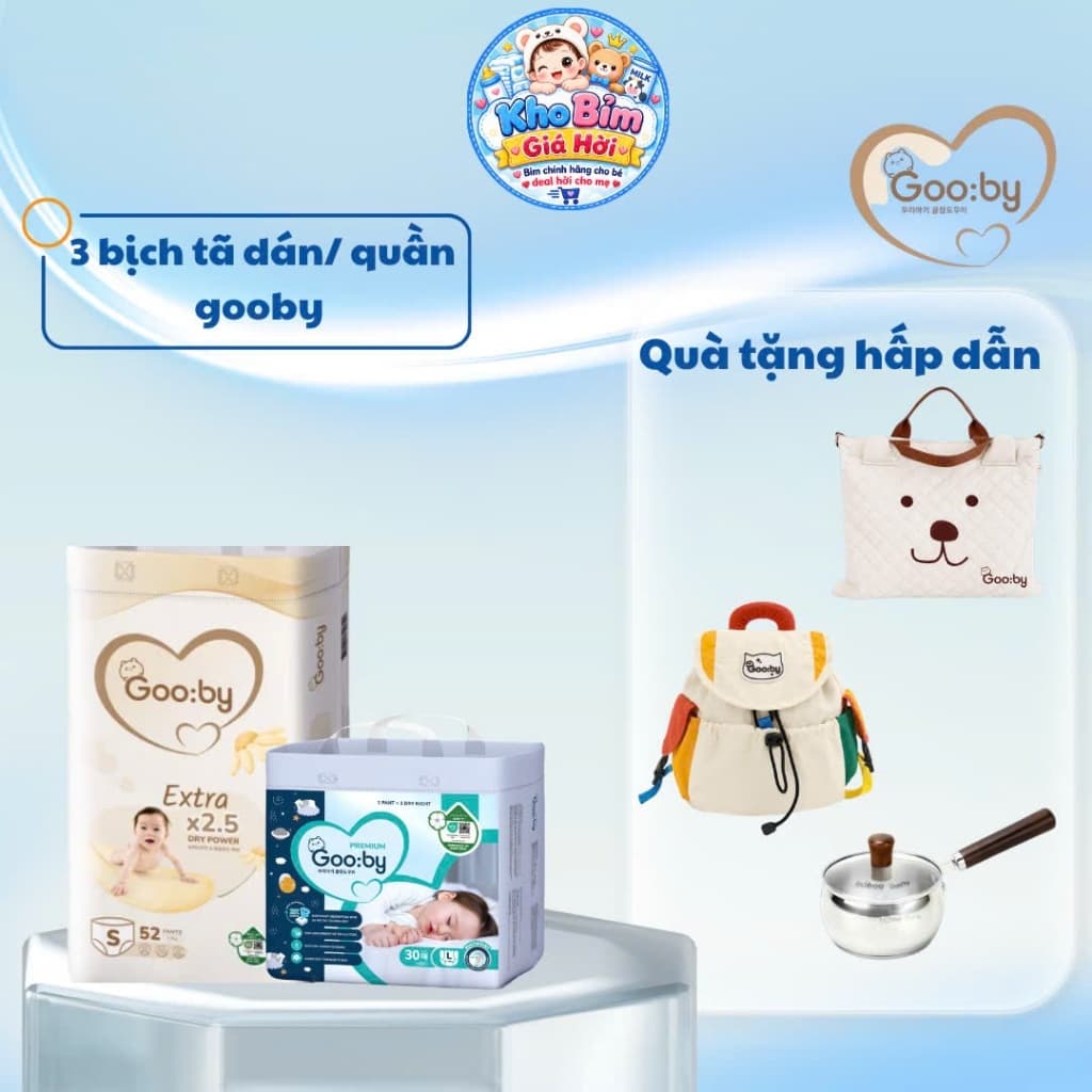 [ Kèm quà ] 3 bịch Tã/bỉm Gooby siêu mỏng, thấm hút, đủ size từ NB - 4XL