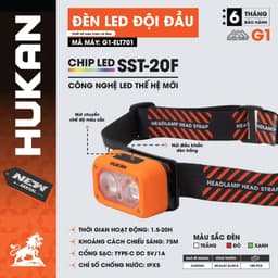 Đèn LED Đội Đầu HUKAN G1-ELT701, Chip LED SST-20F Siêu Sáng, 3 Màu Ánh Sáng - Chống Nước 1