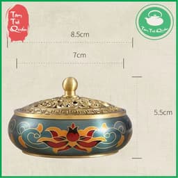 Lư đồng xông trầm cẩm tú họa sen men pháp lam 6
