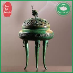 Lư Xông Trầm Tam Túc Hạc Điểm Kim ( tặng 1 hộp khoanh trầm hương đỏ ) 2