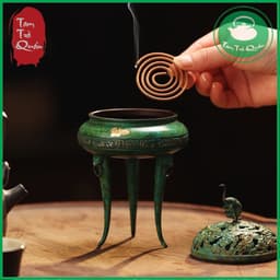 Lư Xông Trầm Tam Túc Hạc Điểm Kim ( tặng 1 hộp khoanh trầm hương đỏ ) 4