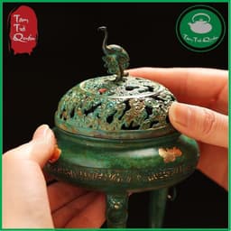Lư Xông Trầm Tam Túc Hạc Điểm Kim ( tặng 1 hộp khoanh trầm hương đỏ ) 7