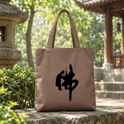 Túi tote canvas vải nâu hình Phật Bồ Tát túi đi chùa túi làm quà size to đựng vừa A4 tsn1004 2