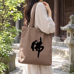 Túi tote canvas vải nâu hình Phật Bồ Tát túi đi chùa túi làm quà size to đựng vừa A4 tsn1004 3