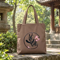 Túi tote canvas vải nâu hoa sen Phật vô thường túi đi chùa túi làm quà size to đựng vừa A4 tsn1006 2