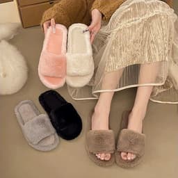 Dép lông quai ngang cute HOT TREND mùa đông dành cho nữ, dép bông mềm mại có thể đi ra ngoài DP 6