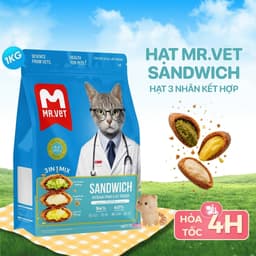 Hạt cho mèo MRVET SANDWICH - hạt có 3 Nhân Gói 1KG Không Ngũ Cốc, Giàu Protein 1