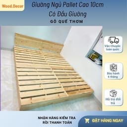 Giường Pallet Gỗ  Quế Thơm Kín Chân Đủ Kích Thước Chân Cao 10cm- Pallet Giá Rẻ Gấp Gọn I Shop WOOD DECOR 2