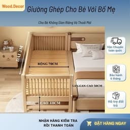 Nôi Cũi Cho Bé, Giường Ghép Cho Bé Từ Sơ Sinh Đến 15 tuổi Gỗ Thông Tự Nhiên I Shop WOOD DECOR 08 2