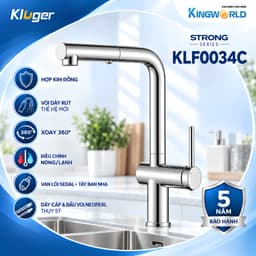 Vòi Rửa Bát KLUGER KLF0034C | Dây Rút Nóng Lạnh, Xoay 360°, 2 Chế Độ Nước, Chrome Bóng, Bảo Hành 5 Năm 1