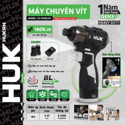 Máy Chuyên Vít Có Búa HUKAN G3-V180LUX 180Nm - Pin Xả Cao 15C - Chức Năng Tạo Xung Thông Minh 1