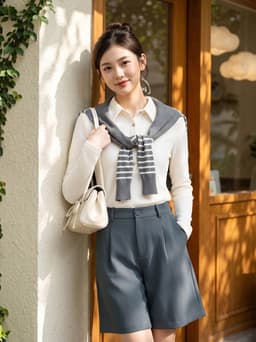 Áo thun nữ CARDINA chất liệu thun xốp cổ đức dáng ôm khuy cài nửa  6AKD02 5