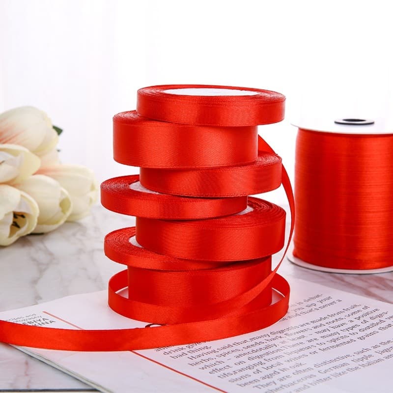 Ruy Băng Lụa Đỏ Dài 22m Bản 2cm/4cm - Dây Ruy Băng Trang Trí Quà, Hoa, Handmade