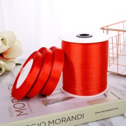 Ruy Băng Lụa Đỏ Dài 22m Bản 2cm/4cm - Dây Ruy Băng Trang Trí Quà, Hoa, Handmade 5