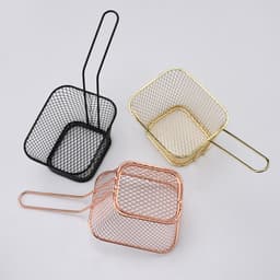 1 Giỏ chiên bằng thép không gỉ al Mini Giỏ chiên khoai tây chiên kiểu Pháp Giỏ chiên tách dầu vuông sáng tạo 9